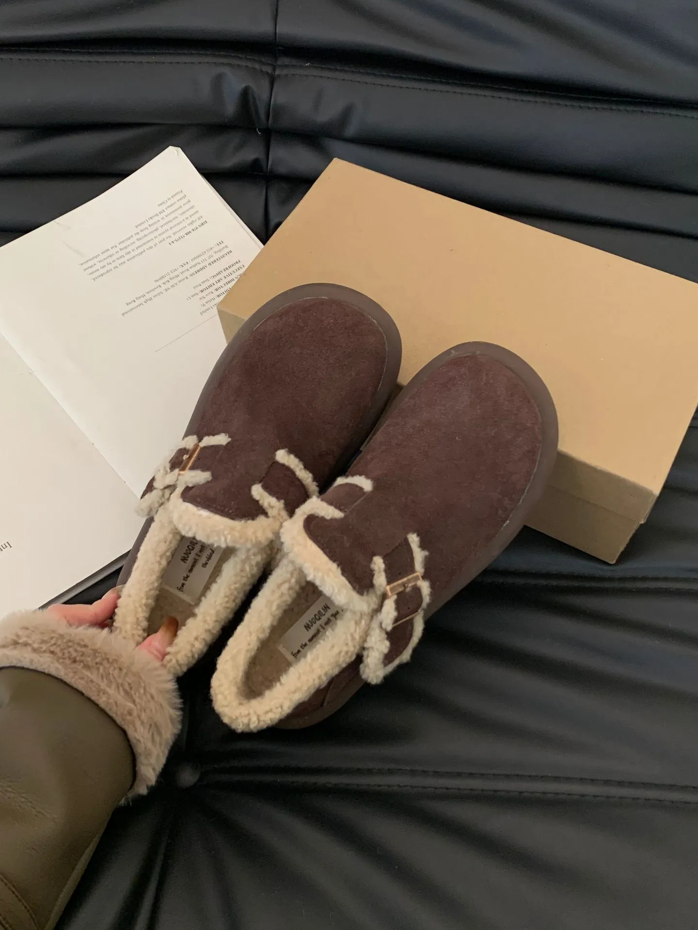 Designer Solid Winter Warm Plush Snow Boots Women Loafers Flat-Bottomed Retro Boken Shoes Ladies Mules Casual Korean Flats