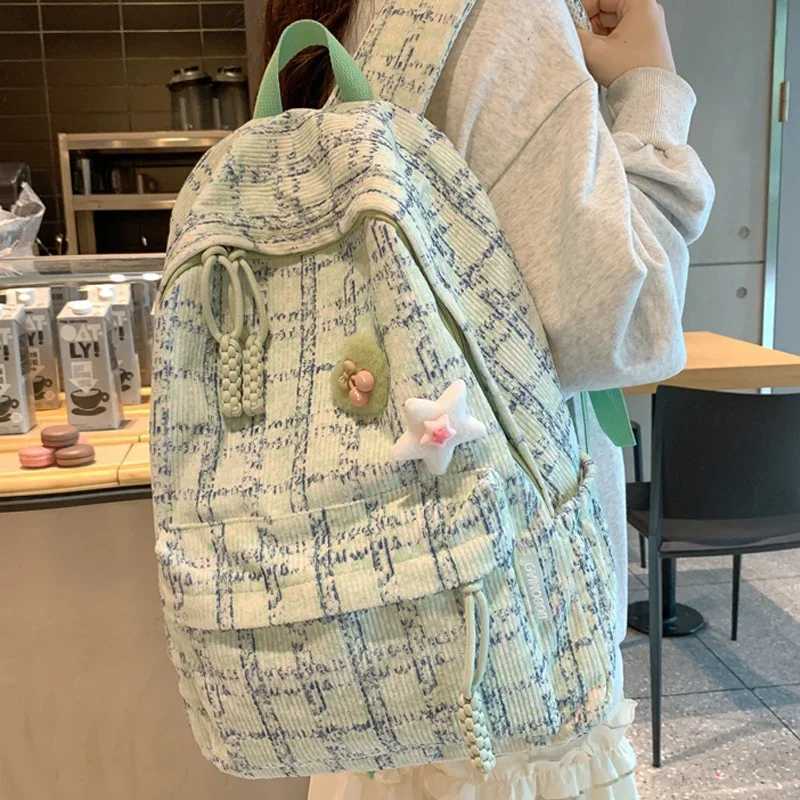 CMM Women Kawaii Pink Teenager Nylon Laptop Lady Cute Book Bag Girl Trendy College Plaid Backpack Fashion Female Travel School Bags 241030