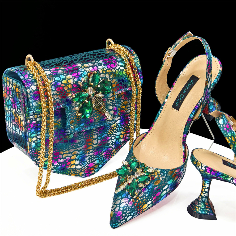 Nigeria's best-selling women's shoe bag set with pointed straps and follow-up shoes shoulder bag