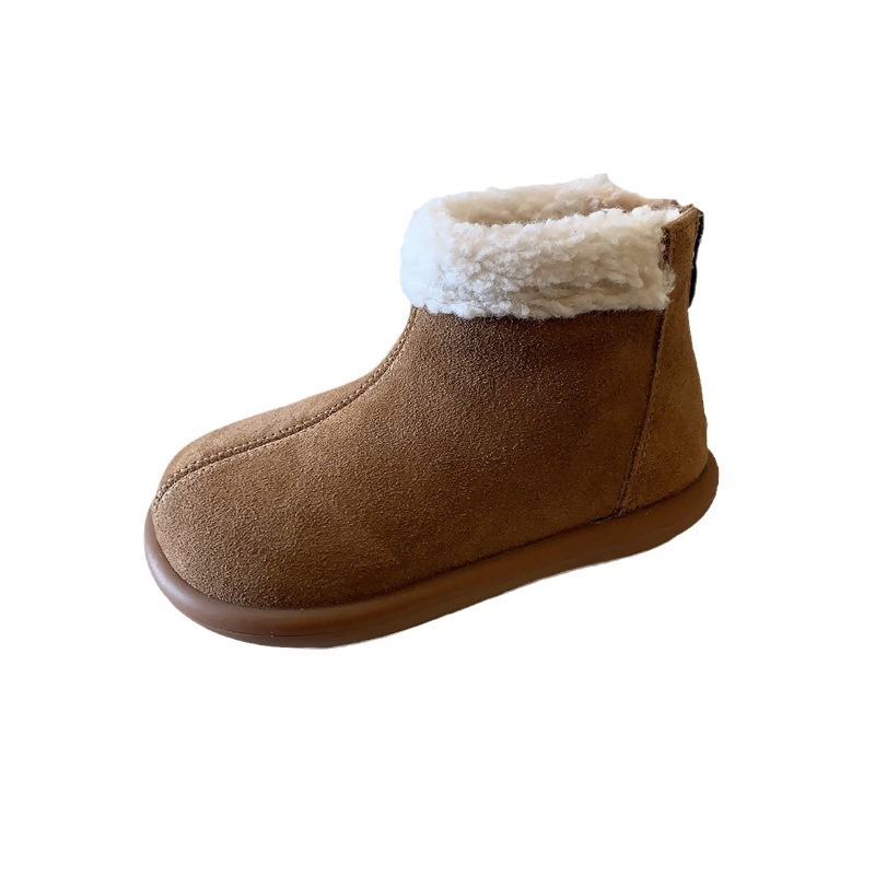 Children's Veet Snow Boots: Warm, Flat, Khaki Ribbon, Brown - Size 22-35