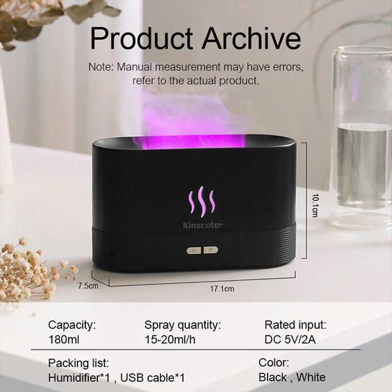 RGB flame Ara diffuser humidifier USB desktop analog light Aratherapy applicator Air for bed 7 Y241104