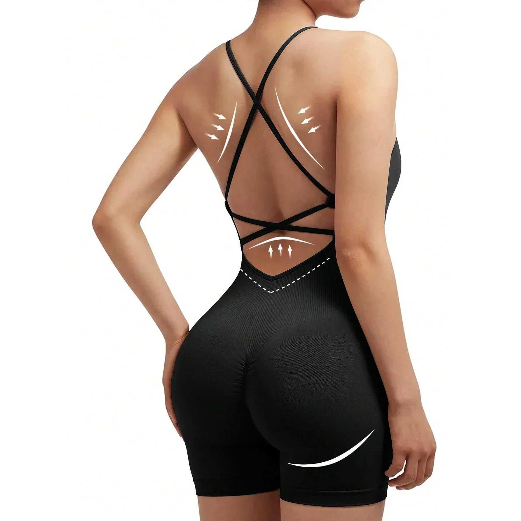 Womens Criss Cross Backless Cami Sports Hoodie Sleeveless Running Exercise Yoga Shorts Hoodie W250326