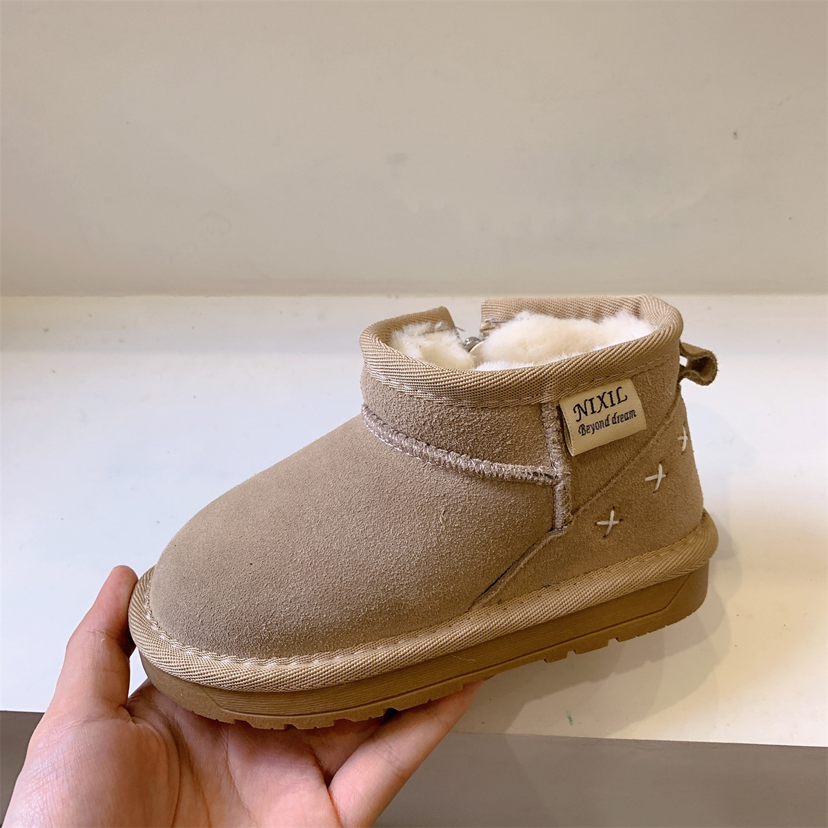 Children's Snow Boots: Warm Veet, Winter Outdoor Shoes, Apricot, Black or Camel, Sizes 22-35