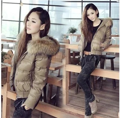FTLZZ Raccoon fur winter jacket womens long sleeved ultra-thin white duck down park womens hooded pocket jacket 241024