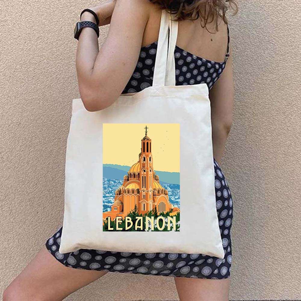 Beirut Lebanon Flag Map Skye Lebanese Girl Libanon Love Heart Cute Shoulder Canvas Totes Bag Shopping Fashion Shopper Handbag
