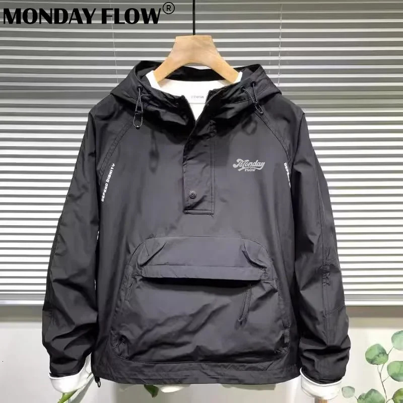 Monday Flow Autumn Winter Golf Wear Men Korea Trendy Pullover Casual Loose Hooded Thickened Top Windbreaker Jacket 241030
