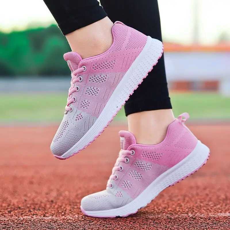 Womens casual shoes Fi walking net flat shoes womens sports shoes gym womens vulcanized shoes white black tennis women M241029