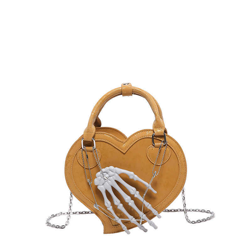 popular peach heart bag womens bag new Y2K punk rock spicy girl crossbody bag niche heart shaped handbag