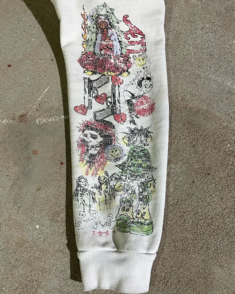 American Graffiti Printed Hoodie Womens Y2K Gothic Retro Street Hip Hop Loose Fashion Casual Couple Zipper Hoodie Sweatshirt 241025