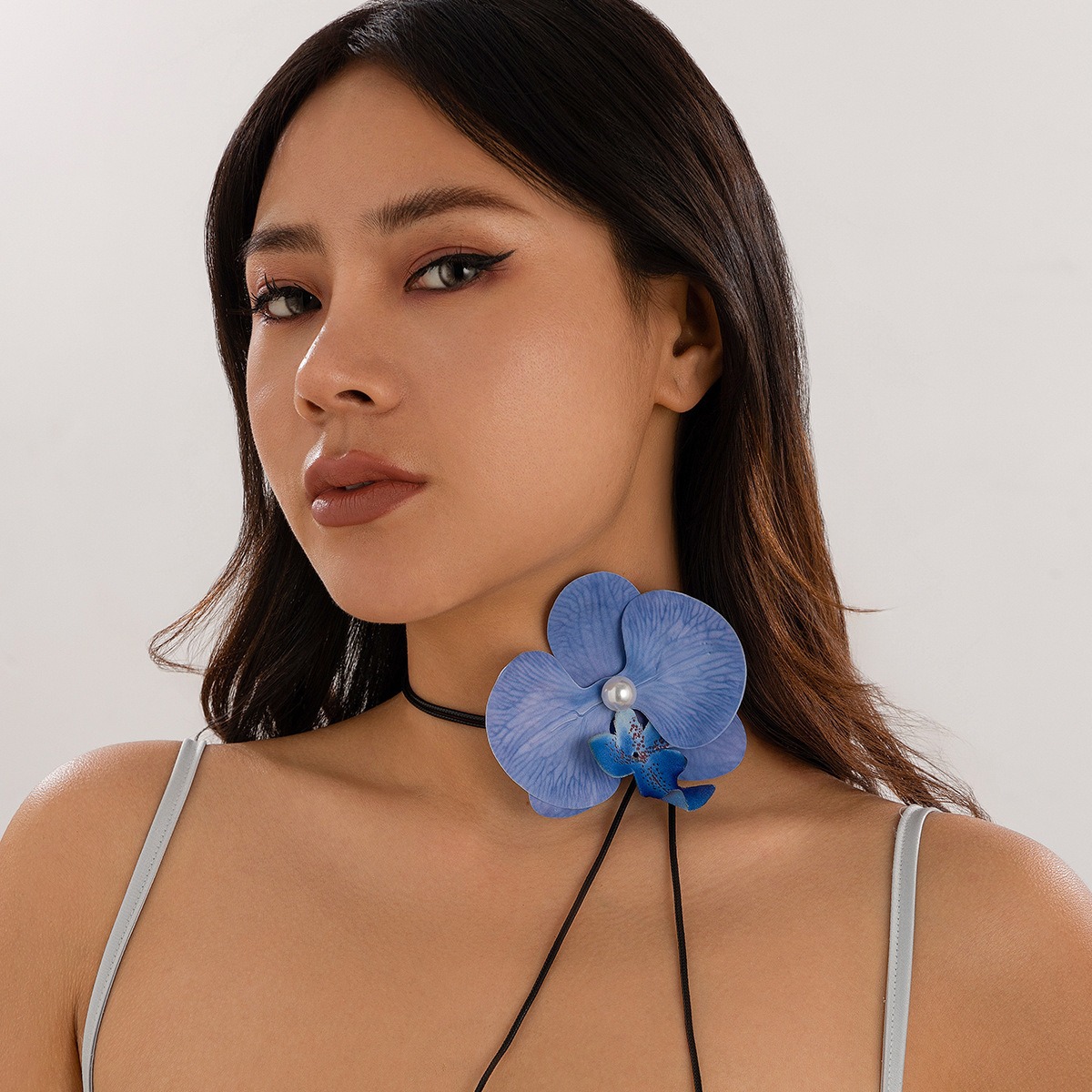 Cross Border Jewelry From Europe and America Butterfly Orchid Flower Necklace Personalized Long Style Wrapped Wax Thread Flower Necklace