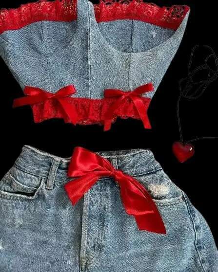 Tank top designer T-shirt cut Y2k holiday party set hip-hop pattern patch camisole denim skirt retro camisole slim fit fashionable short belly top set