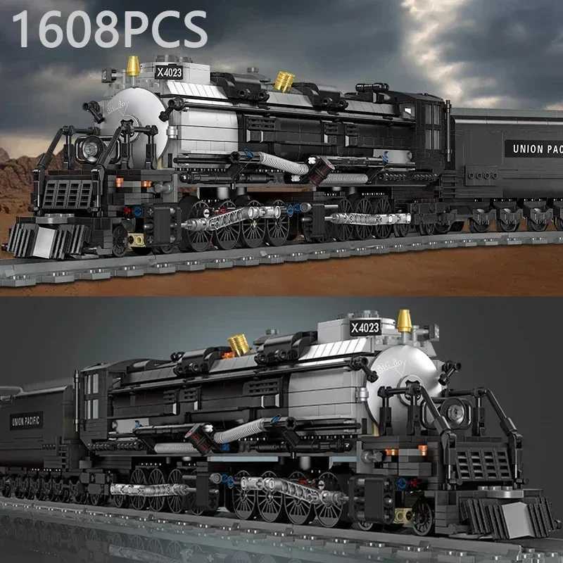 Free shipping 1608PCS Steam Building Blocks The Union Pacific Big Boy Train Ci Railway Assemble Model Bricks Kid Toys Holiday Gifts