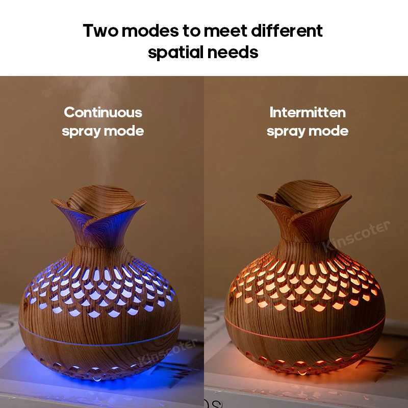 Vase Arathermapy diffuser 300ml sawdust portable air humidifier essential oil diffuser spray commercial Atizer RGB lamp Y241104