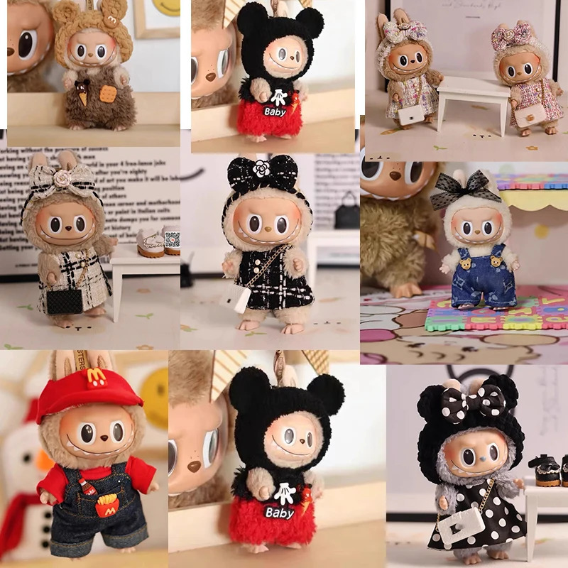 17cm Labu Doll Clothes Heartbeat Macaron Baby Pendant Enamel Face Labuwa Replacement Kawaii Decoration 241030