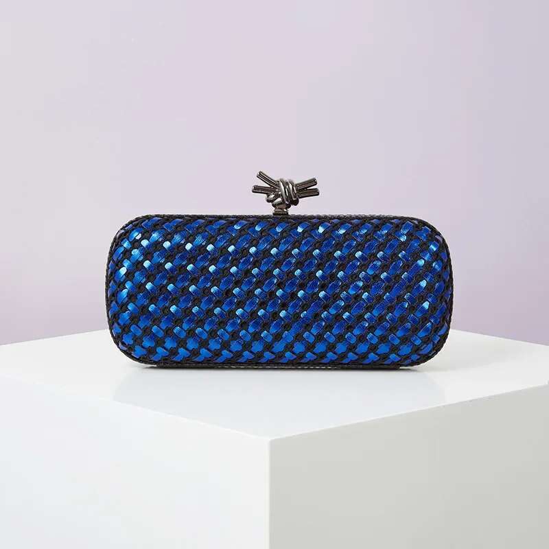 Golden Evening Dress Leather And Bright Color E-Woven Wallet Elegant Ladies' Party Handbag