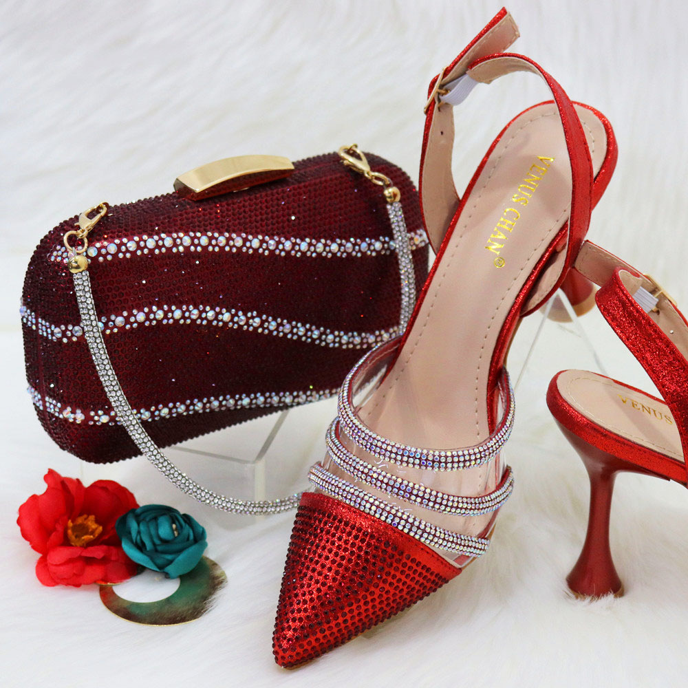 Fashion gold pointed full diamond women's sandals square diamond handbag