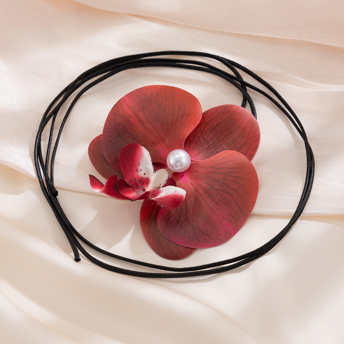 Cross Border Jewelry From Europe and America Butterfly Orchid Flower Necklace Personalized Long Style Wrapped Wax Thread Flower Necklace