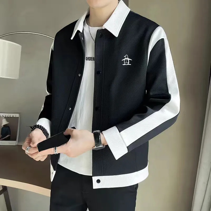 Autumn Golf Wear Men y Jacket Fashion Color Blocking Casual Coat Mens Clothes Korean 241030