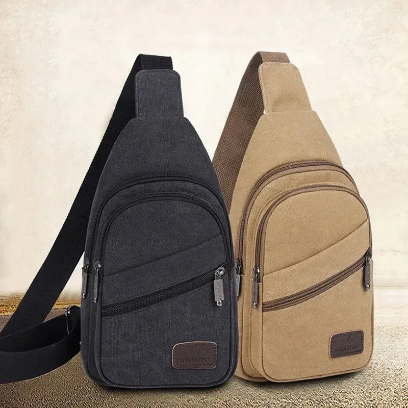 Men Shoulder Bags Waist Packs Sling Crossbody Pack Outdoor Sport Chest Packet Daily Picnic Canvas Messenger Bag 241029