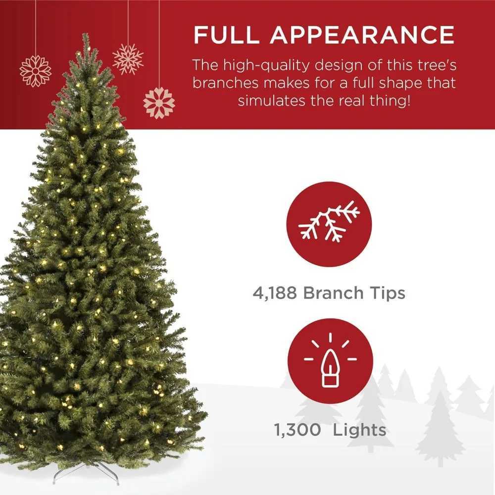 12ft Pre-Lit Spruce Artificial Holiday Christmas Tree for Home Decoration w/ 1300 Incandescent Lights 4188 Branch TipsXJ241026
