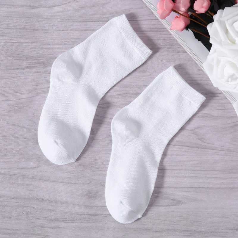 5 pairs of childrens cotton dresses sports socks boys and girls ankle socks white W241030