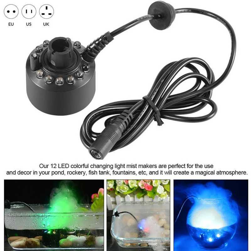 ELOOLE 24V Color Changing Commercial Nebulizer Fountain Pool Nebulizer Air Humidifier 12 LED with Adapter Y241104