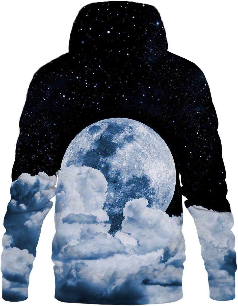 Hoodie for Mens Womens Unisex 3D Novelty Hoodies for Men Women Cool Graphic Pullover Sweatshirts with Pockets Graphic Trendy Night Starry Sky Pattern