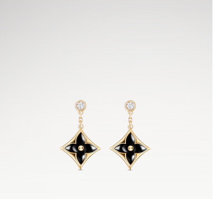 With BOX Luxury Women Brand Stud Earrings Black Flower Diamond 18K Gold Plated Designer Hoop Earrings For Girls Party Wedding Jewelry