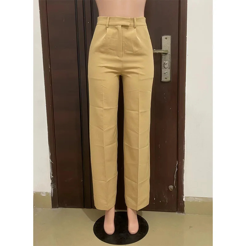 Stigende Wide Leg Straight Dress Pants with Pocket Women Plain Color Business Casual Pants Loose Fit Midi Waist Office Trousers 241029