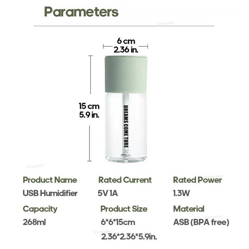 New Mini USB Humidifier Portable Water Mist Humidifier Air Humidifier Moisturizing Skin Water Diffuser 268ml Y241104