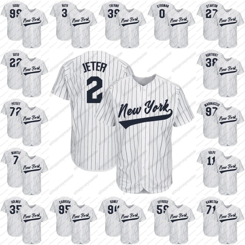 Aaron Judge Derek Jeter Mantle Custom Baseball Jersey Juan Soto Anthony Volpe Stitched Personalized Customized Jerseys Custom Any Number Name