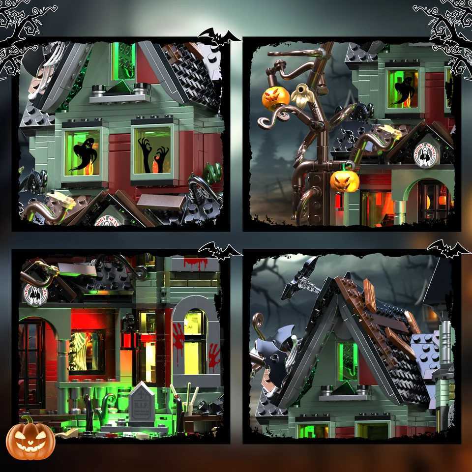 Halloween Houses Building Blocks Set Force Of Bricks Spiral Hill Building Blocks Kit The House Architecture Christmas Kids GiftXJ241029