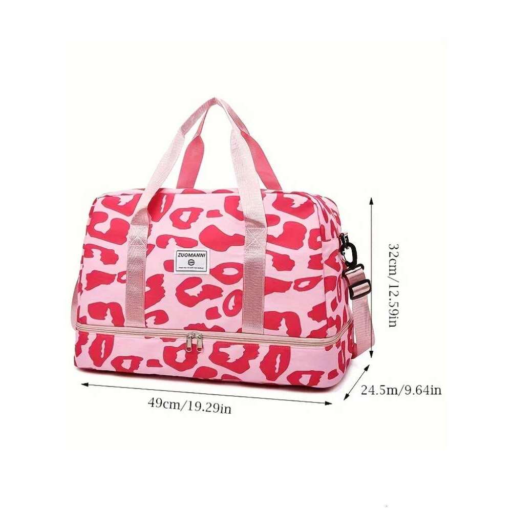 Spacious Durable Women's Carry-On Travel with Animal Print Nylon Large Capacity Sports Gym Weekend Overnight Bag