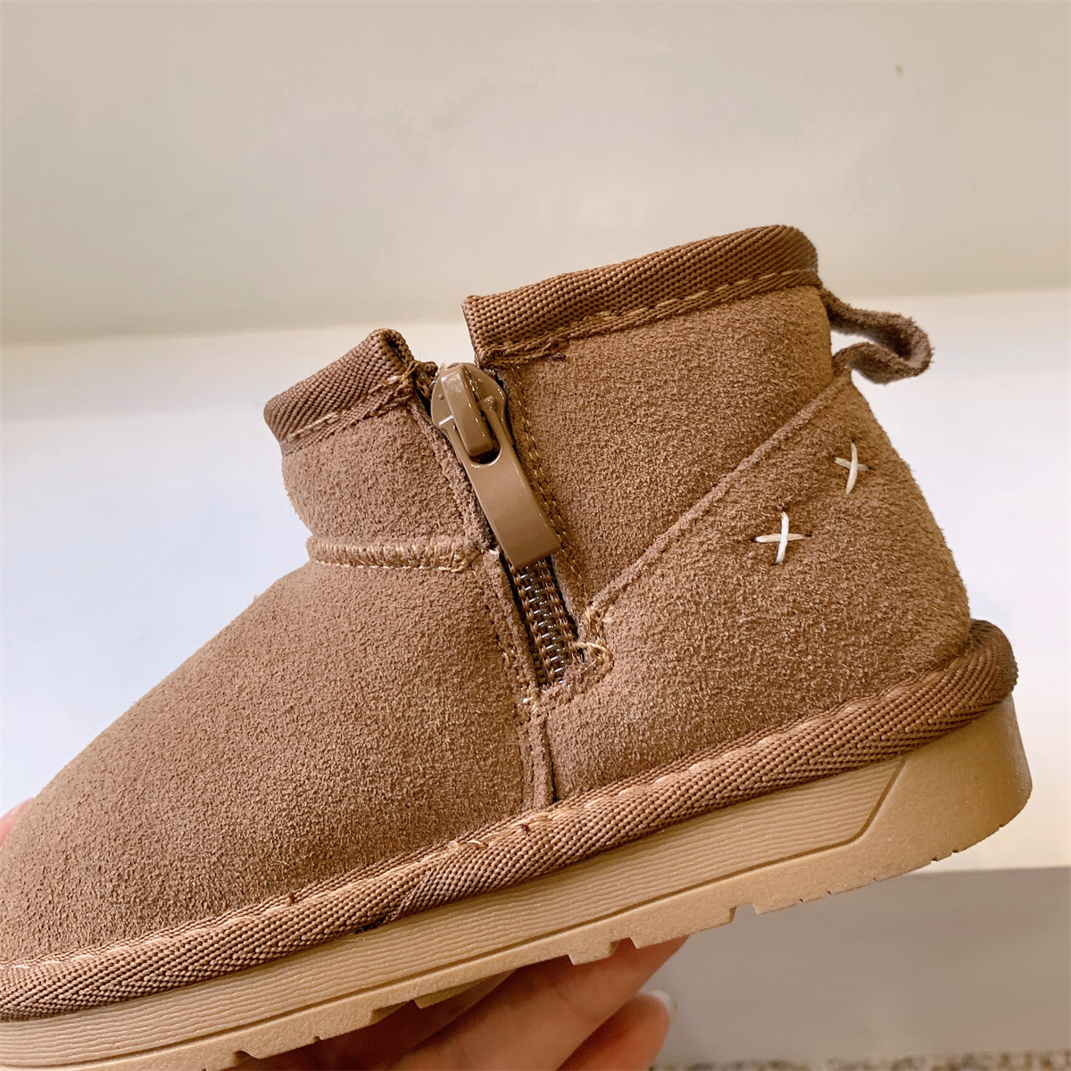 Children's Snow Boots: Warm Veet, Winter Outdoor Shoes, Apricot, Black or Camel, Sizes 22-35