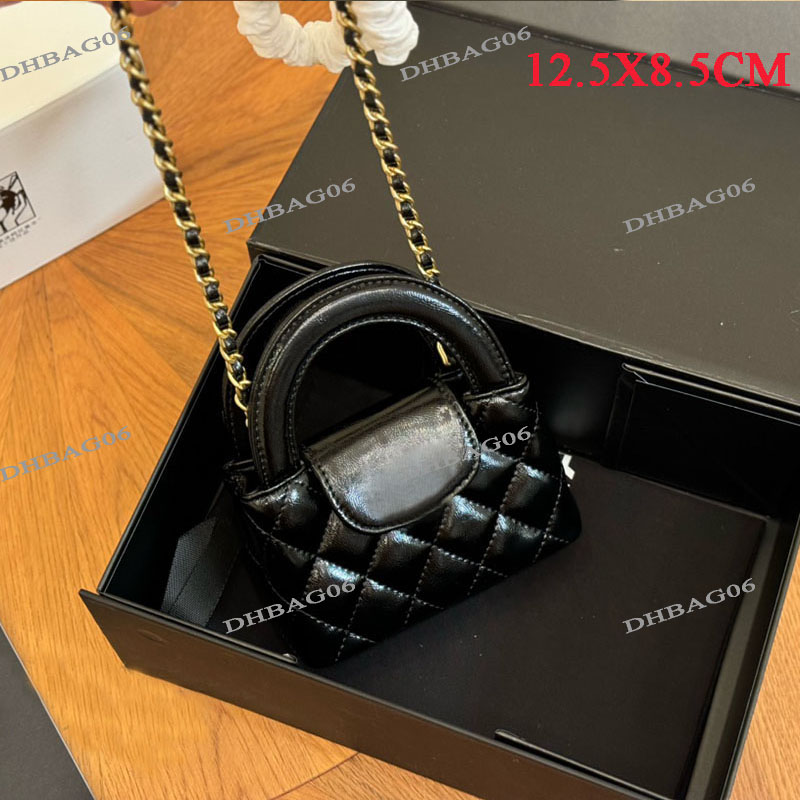 Two Sizes Women Portable Shoulde Bag Designer Mini Shopping Bags with Handle Glossy Oil Wax Leather Golden Hardware Matelasse Chain Handbags Cross Sui