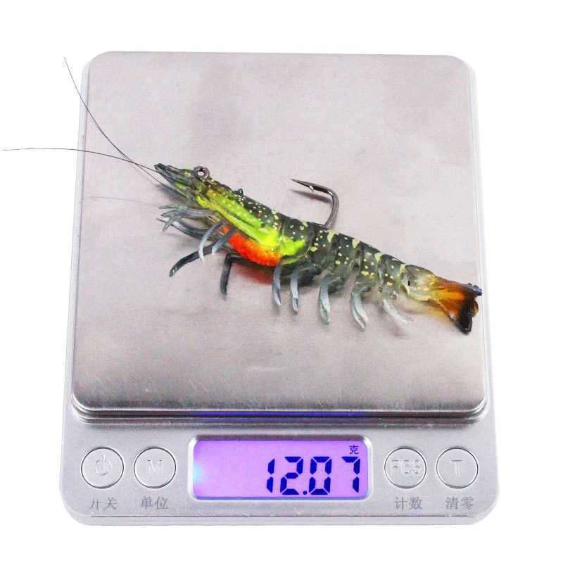 9cm 12g/8cm 8g luminous fake shrimp soft silicone artificial bait with bead swinging hook used as fishing bait W241029