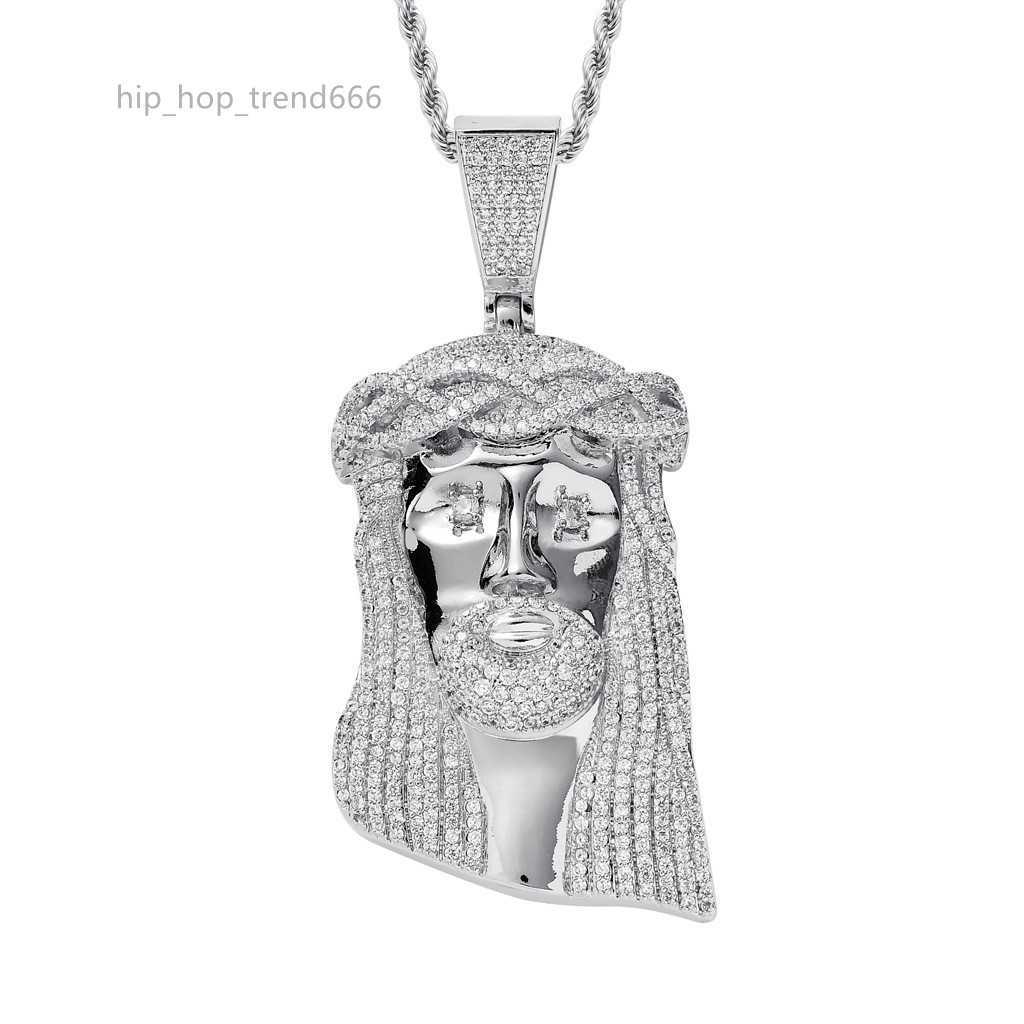 92mm Retro Human Head Pendant moissanite With 925 Silver Moissanite Exaggerated Jesus Pendant Shining Necklace
