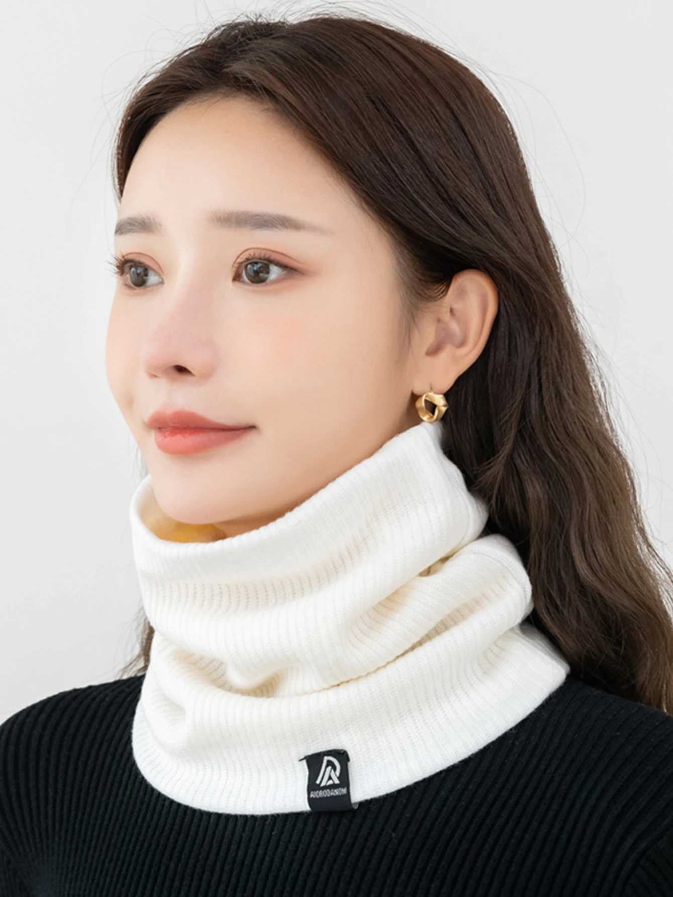Winter neck with velvet scarf of the same style for men and women warm riding neck wool sleeve knitted cervical protectionX241029