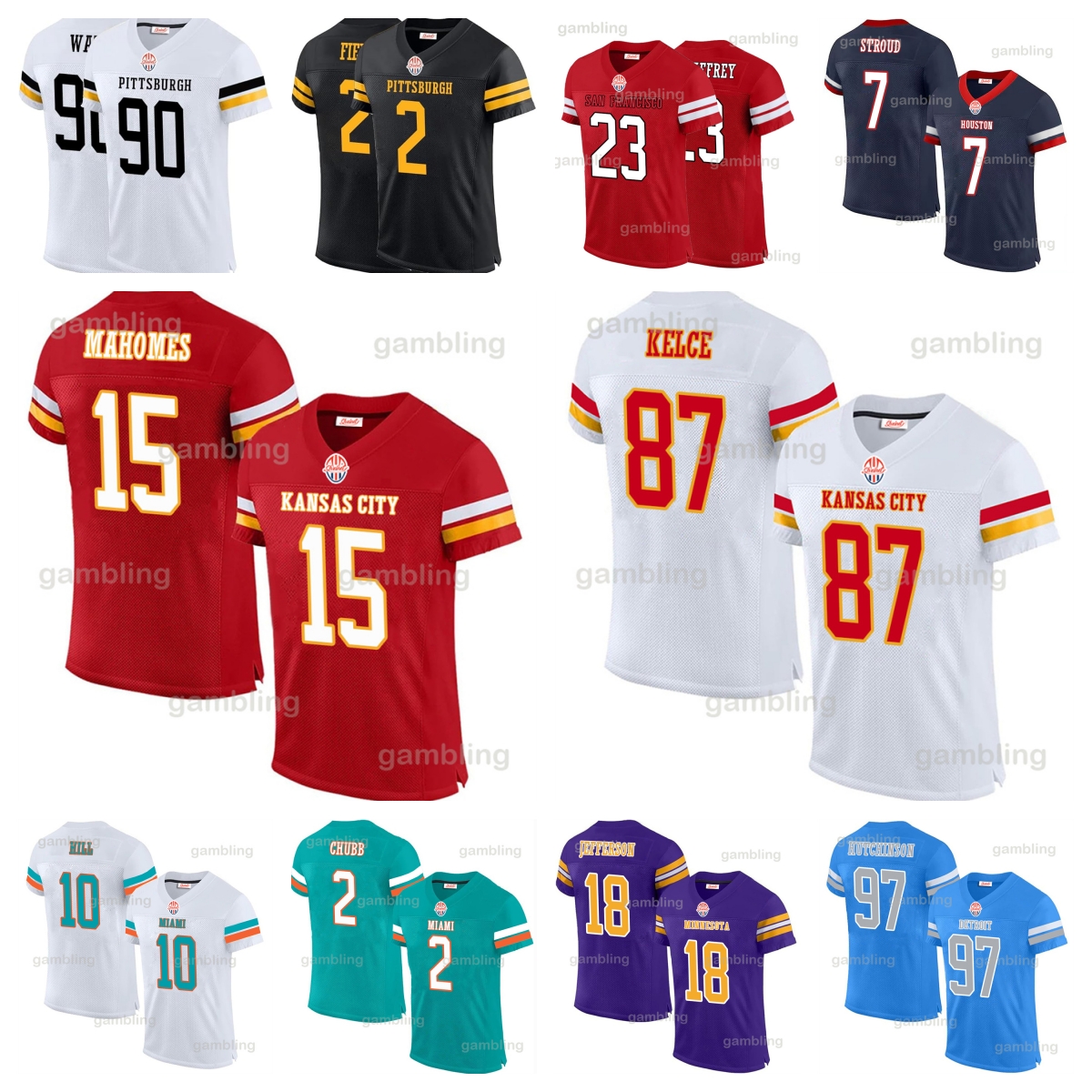 Custom Football Jerseys All ed 15 Mahomes 87 Kelce Tagovailoa 97 Idan 1 Stefon 90 Men/Youth