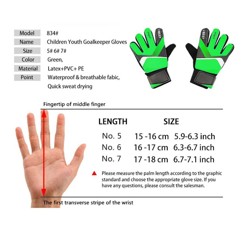 Goalkeeper gloves latex support football goalkeeper gloves full finger protection anti slip breathable childrenXJ250412