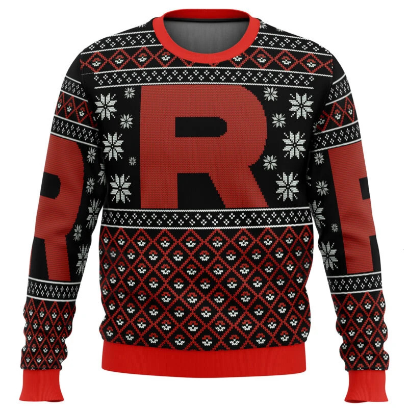 Pocket Monsters Ugly Team Rocket Year Christmas Sweater Christmas Gift Santa Claus Promotion Mens 3D Sweater Autumn/Winter Clothing 241030