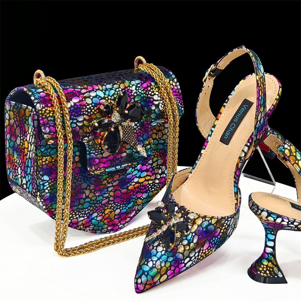 Nigeria's best-selling women's shoe bag set with pointed straps and follow-up shoes shoulder bag