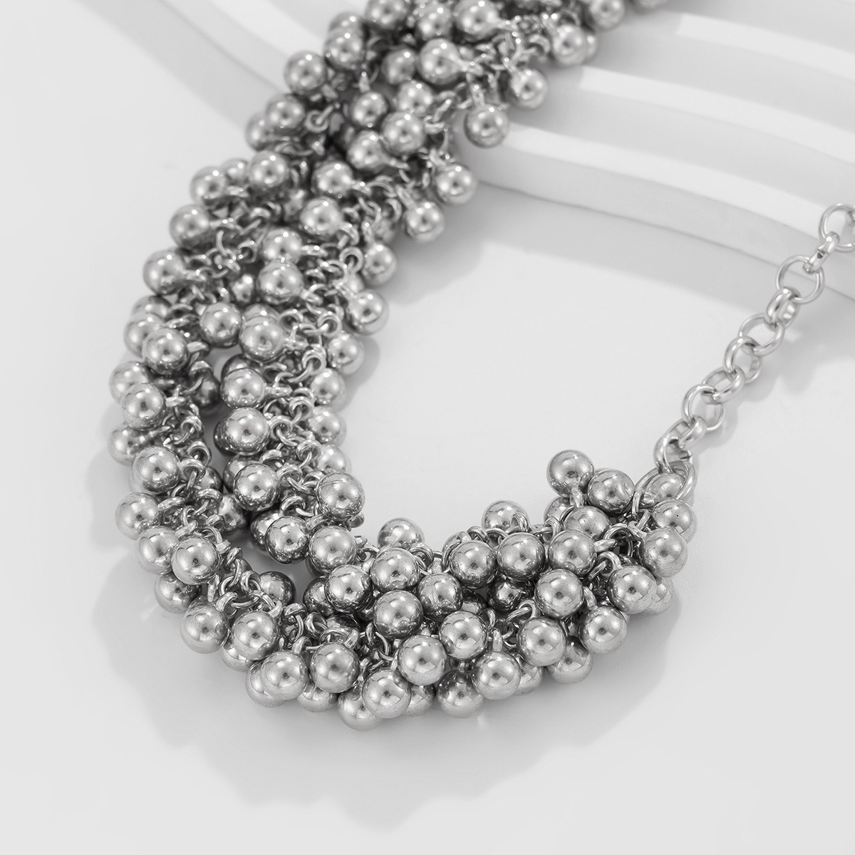 European and American Cross-border Jewelry Ins Style Multi-layer CCB Round Bead Necklace with Simple and Niche Design Metal Necklace