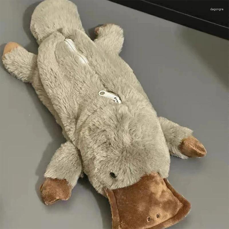 2025 NEW Cosmetic Bags Cute Platypus Pencil Case Bag Plush Pen Pouch Large Capacity Storage School Supplies Stationery Box zhanyishengli