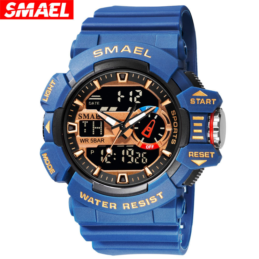 SMAEL Red Sport Clock Men Watches Man 30M Waterproof Watch LED Digital Quartz Wristwatches relogio masculino Male Saat 1436 LY191213