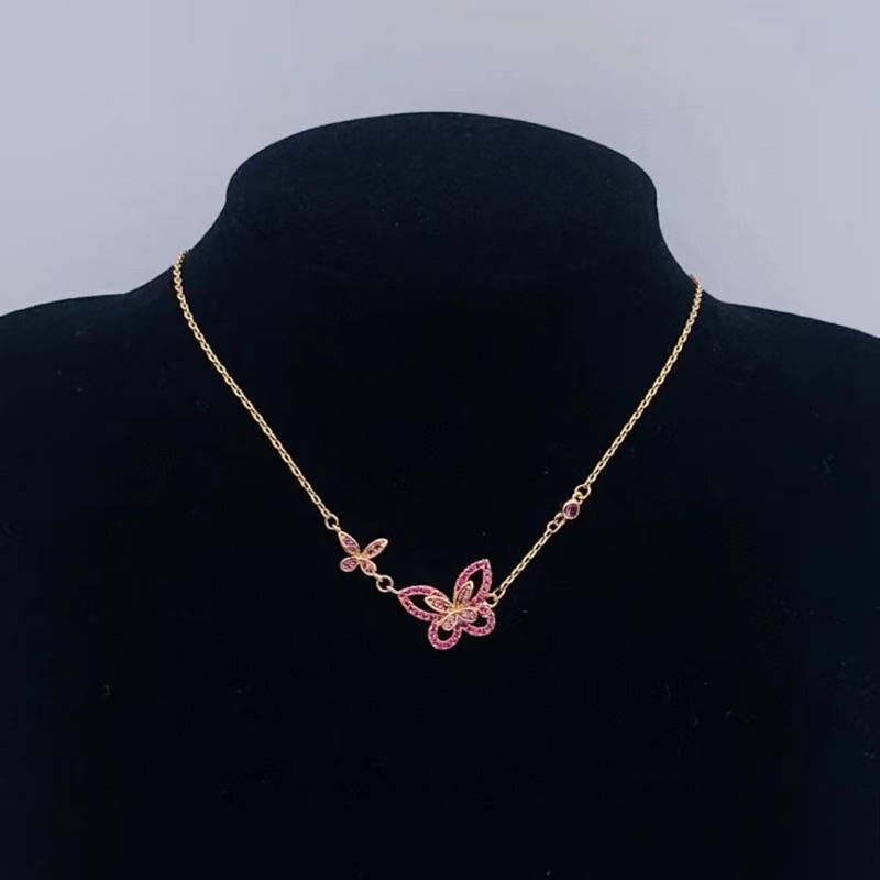 Classic Sweet Butterfly Necklace Women's Full-Diamond 18K Gold Collar Necklace Girl Luxury Jewelry Gift for Formal Events Daily Outfit Career-Rel