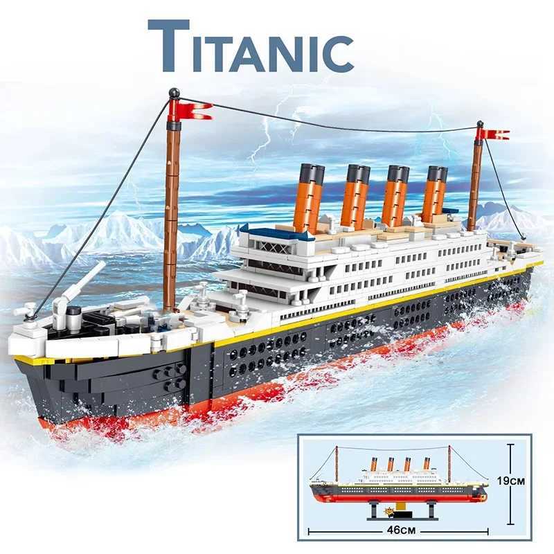 1860/1288pcs Titanic Cruise Ship Model Blocks Ship Building Blocks Gift for Kids Children Home Office Ornaments Fast ShippingXJ241029