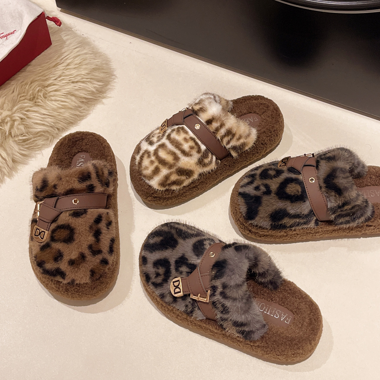 new free shipping Flat cotton mop suitable for hair covered slippers women's thick soft sole anti slip brown beige black size 35-40