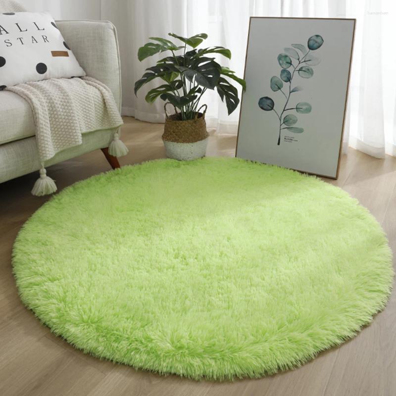 Carpets Soft Round Carpet Rug For Bedrooms Living Room Study Tent Solid Color Floor Car Thick Plush Anti Slip Children H260226