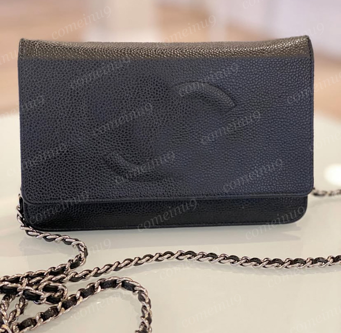 Update Women's Caviar Leather Chain on Bags fits inside 19cm Big Designer Shoulder Crossbody Bag Purse Genuine Leather Handbags Gold Silver Hardware with Box